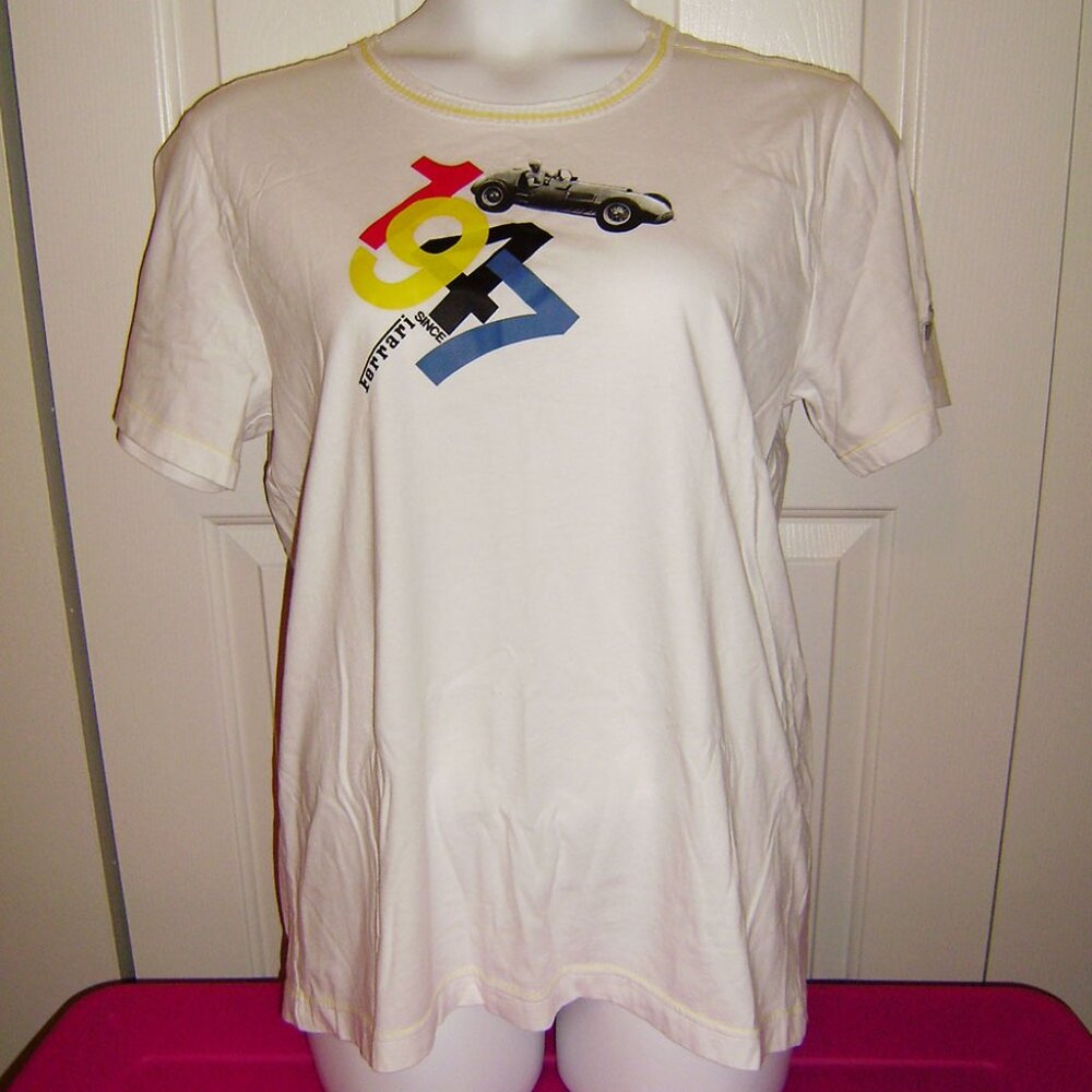 Women's Large Puma Ferrari Since 1947 Vintage White T-shirt Logo *NWOT*